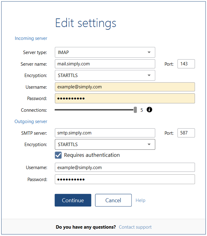 set up exchange in mailbird